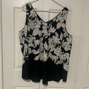 Lane Bryant Black and White Floral Shell Size 20
